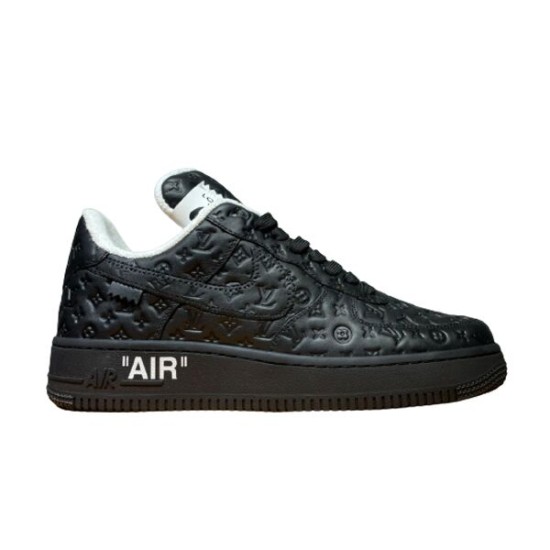 Nike Air Force 1 Low-Top Embossed Trainers Black lateral side view