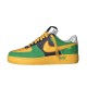 Nike Air Force 1 Low-Top Yellow And Green Trainers Side View Side profile of Nike Air Force 1 Low-Top Yellow And Green Trainers featuring green panels and yellow swoosh