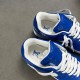 Nike Air Force 1 By Virgil Abloh Blue Trainers Interior View in blue and white Close-up shot of the padded white inner collar and tongue of Nike Air Force 1 By Virgil Abloh blue trainers