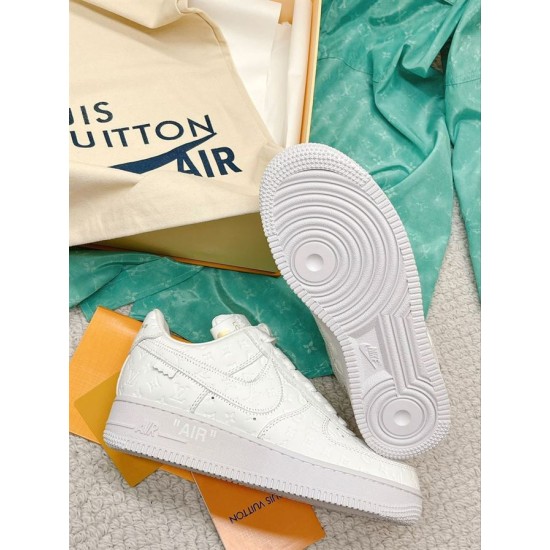 Nike Air Force 1 Low Embossed White Trainers rubber sole unit view