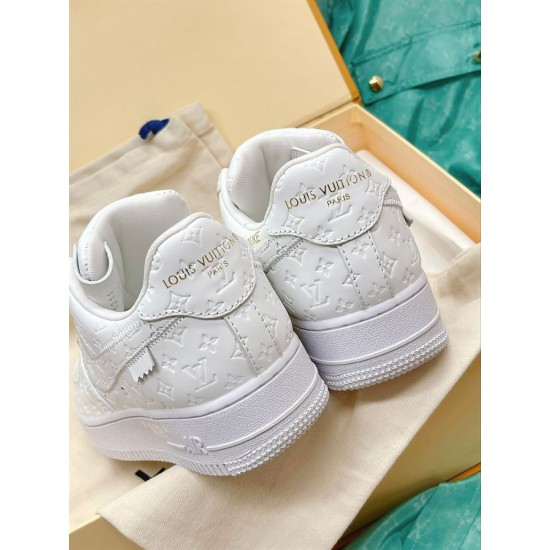Nike Air Force 1 Low Embossed White Trainers heel tab close up view