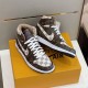 Nike Air Jordan 1 Retro High Trainers in Brown Overhead View Top-down view of Nike Air Jordan 1 Retro High Trainers in brown on box