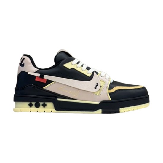 Nike Black And Cream Panel Low Top Trainers Profile View Lateral side profile of Nike Black And Cream Panel Low Top Trainers