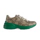 Monogram Canvas Chunky Trainers Profile in beige and green Profile shot of beige and green monogram chunky trainers