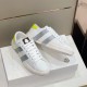 Moncler Montpellier Low Top Trainers Angled View in white and grey Top angled view of Moncler Montpellier low top trainers in white leather in white and grey