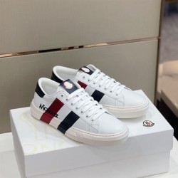 Moncler Montpellier Striped Logo Leather Trainers White Moncler Montpellier Striped Logo Leather Trainers White