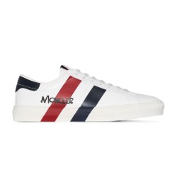 Moncler Montpellier Striped Logo Leather Trainers White