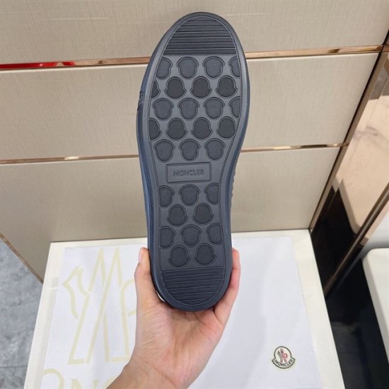 Moncler New Monaco Suede Trainers Navy Low Top Sole View Moncler New Monaco Suede Trainers Navy Low Top dark tread pattern outsole