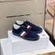 Moncler New Monaco Suede Trainers Navy Low Top Pair View Moncler New Monaco Suede Trainers Navy Low Top pair resting on white shoe box