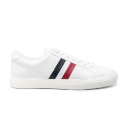 Moncler New Monaco Leather Tricolour Stripe White Trainers