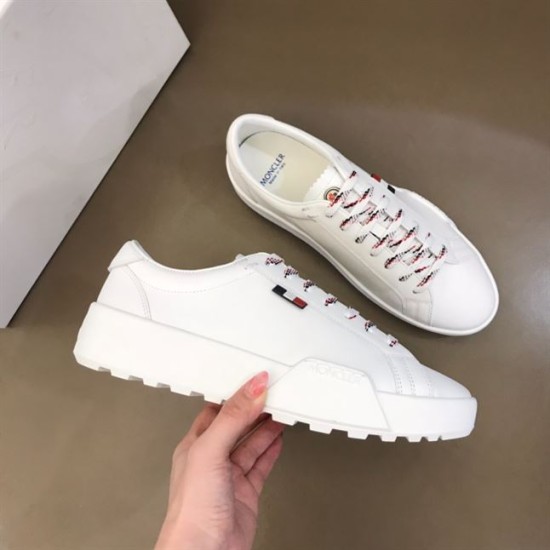 Moncler Promyx White Leather Low Top Trainers Side View Moncler Promyx White Leather Low Top Trainers Lateral Side Angle