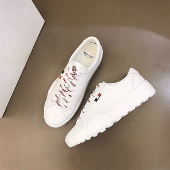 Moncler Promyx White Leather Low Top Trainers Layout Moncler Promyx White Leather Low Top Trainers Angled Pair Layout