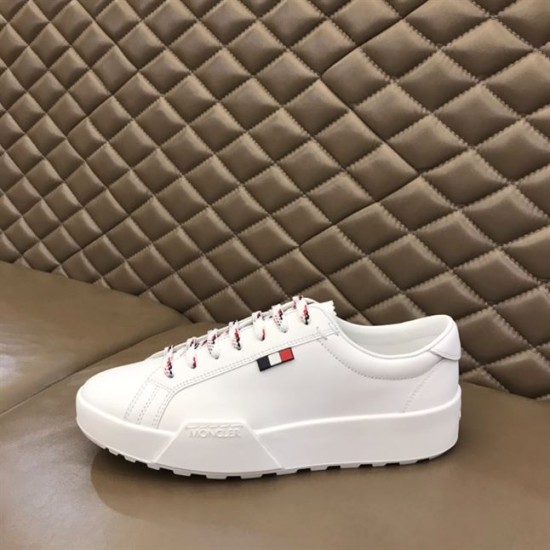 Moncler Promyx White Leather Low Top Trainer Side Profile Moncler Promyx White Leather Low Top Trainer Lateral Side Resting