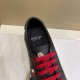 Moncler Promyx Black Trainer Insole Detail in black and red Close-up of Moncler Promyx shoe opening displaying branded inner sole and tongue badge in black and red