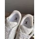 Interior and Insole View of L Air Force Embossed Monogram White Trainers Interior collar and branded insole of white trainers