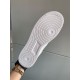 Outsole View of L Air Force Embossed Monogram White Trainers Underside traction pattern on the white rubber outsole