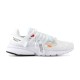 Nike Air Presto Mesh Low Top White Trainers Side Profile Side profile of Nike Air Presto Mesh Low Top White Trainers showing AIR heel strap and stitched Swoosh