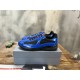 Prada America's Cup Pair Display in blue and black Pair of blue patent and black mesh trainers displayed on a branded box
