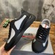 Medial View Prada America's Cup Trainer in black and grey Medial side and top angle view of black and grey Prada America's Cup trainer