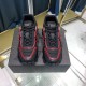 Prada Cloudbust Thunder Trainers Overhead View in black and red Top-down view of black Prada Cloudbust Thunder trainers showing red trim details