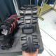 Prada Cloudbust Thunder Sole Tread View in black and red Underside of black Prada trainer showing heavy lugged tread pattern and logo in black and red