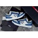 Prada Downtown Blue and White Leather Trainers Both Sides Side profile of both Prada Downtown blue and white leather trainers