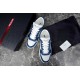 Prada Downtown Blue and White Trainers Overhead View Top-down overhead view of Prada Downtown blue and white trainers