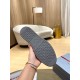 Prada Trainer Outsole Tread Pattern in white and navy Hand holding Prada trainer to reveal the grey rubber outsole tread design in white and navy