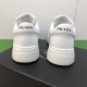 Prada Leather Low Top Chunky Soles Trainers White Heel View Rear view showing heel counter and logos on Prada Leather Low Top Chunky Soles Trainers White