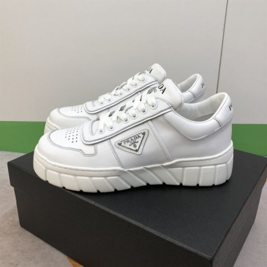Prada Leather Low Top Chunky Soles Trainers White Pair Display Pair of Prada Leather Low Top Chunky Soles Trainers White on shoe box