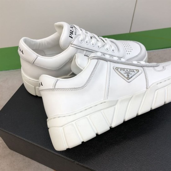 Prada Leather Low Top Chunky Soles Trainers White Inner Side View Medial side view of Prada Leather Low Top Chunky Soles Trainers White
