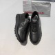 Prada Black Leather Low Top Trainers Top View Prada Black Leather Low Top Triangle Logo Trainers top-down front view