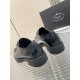 Prada Brushed Leather Monolith Rear View in black Rear view showing the heel structure and stitched seams of black Prada monolith shoes
