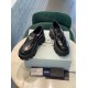 Prada Monolith Loafers Box Presentation in black Pair of Prada Monolith black leather loafers displayed on a light blue box