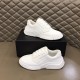 Prada White Leather Trainers Pair View Pair of Prada white leather low top trainers displayed on a shoe box
