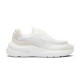 Prada White Low Top Trainer Studio Profile Full side profile of white Prada low top trainers showing treaded sole