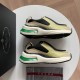 Prada Systeme Yellow Suede Leather Trainers Pair Side View Pair of Prada Systeme yellow suede leather chunky trainers side view