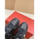 Valentino One Stud XL Black Leather Trainers Toe Detail Close-up top view of perforated toe boxes on Valentino One Stud XL black trainers