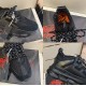 Four-grid collage showing various detailed angles of Versace Chain Reaction black trainers