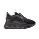 Side profile view of Versace Chain Reaction low top black mesh chunky trainers cutout