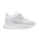 Versace Chain Reaction Low Top White Trainer Clean lateral view of white Versace Chain Reaction trainer on plain background