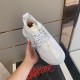 Versace White Mesh Trainer Top-Down View Hand holding a single white Versace Chain Reaction trainer showing mesh top