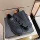 Versace Greca Labyrinth Black Leather Trainers Top View Top-down view of Versace Greca Labyrinth Black Leather Trainers on shoe box