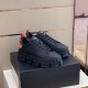 Versace Greca Labyrinth Black Trainers Pair View Pair of Versace Greca Labyrinth Black Leather Trainers resting on shoebox