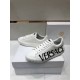 Versace Greca Logo Low Top White Leather Trainers Front View Front perspective of white leather Versace trainers with black logo
