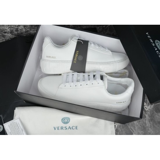 Versace White Trainers Packaging View Versace white trainers inside branded presentation box