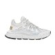 Versace Trigreca White Trainer Side View in white and gold Profile view of Versace Trigreca white low top leather trainer showing gold logo and Greca midsole