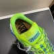 Top view looking into the cushioned collar and branded insole of the green trainer in green and blue