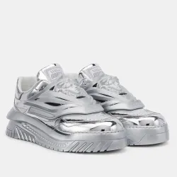 VERSACE WOMEN’S ODISSEA SNEAKERS IN SILVER LEATHER – VSS019 UK