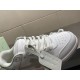Off-White Out Office Trainers Zip Tie Detail Close-up view of zip tie tag and laces on Off-White Trainers White Grey